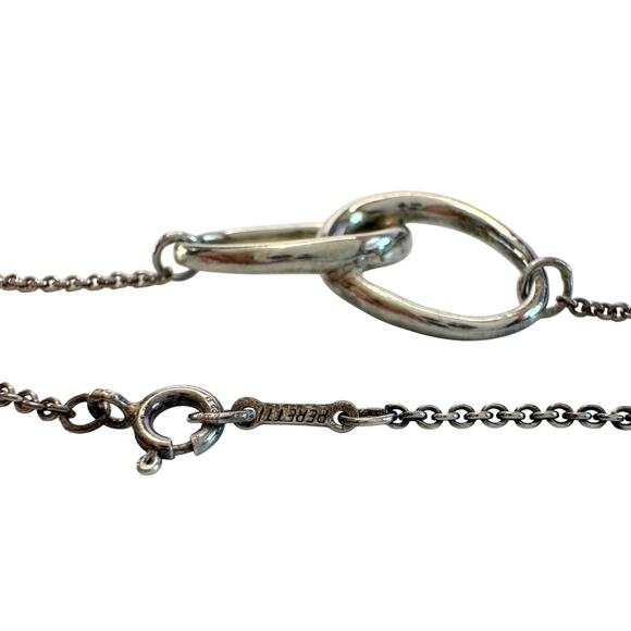 Tiffany and Co Elsa Peretti Large Double Loop Pendant Necklace 15" - Sterling - Picture 4 of 11